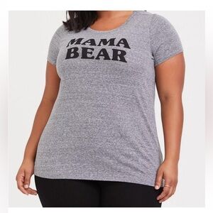 Torrid “Mama Bear” Gray Slim Fit Short Sleeve T-Shirt Size 2